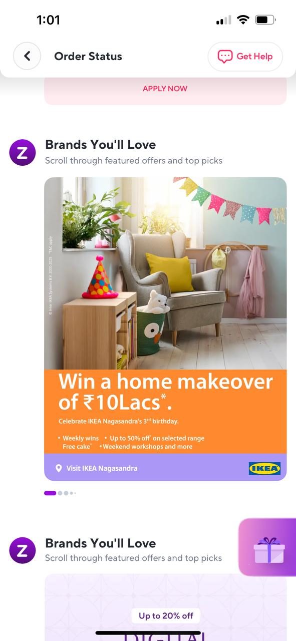An IKEA home makeover offer inside the swipeable Brands You Will Love vertical carousel